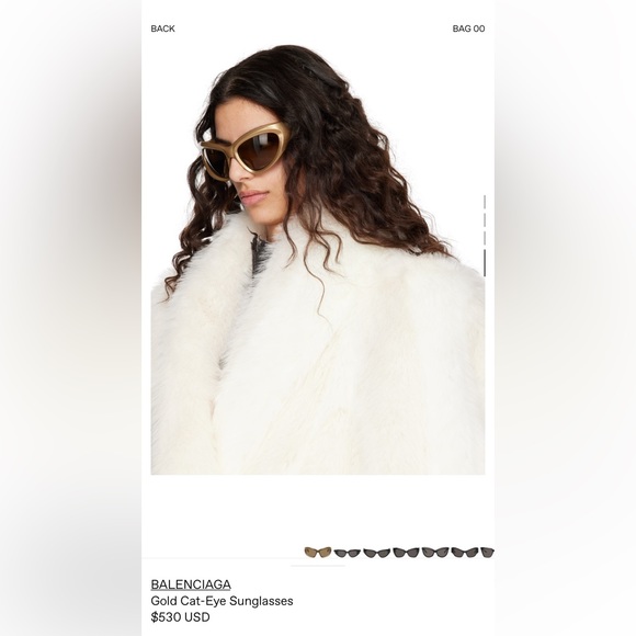 BALENCIAGA gold cat eye sunglasses. Brand new with authenticity card - Picture 5 of 7